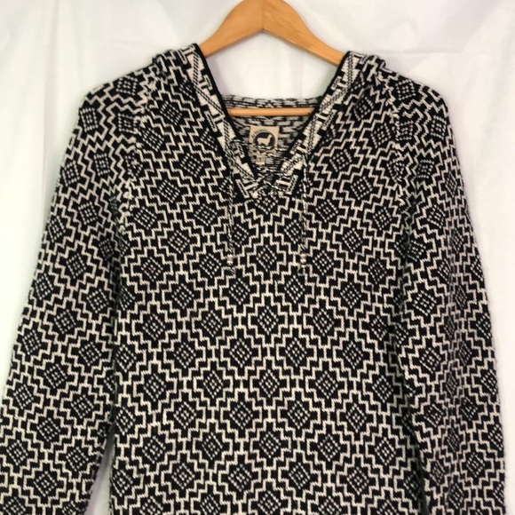 Artesania Women’s Alpaca/Wool Soft Sweater Hoodie  Black/White Handmade Size S - Picture 4 of 14